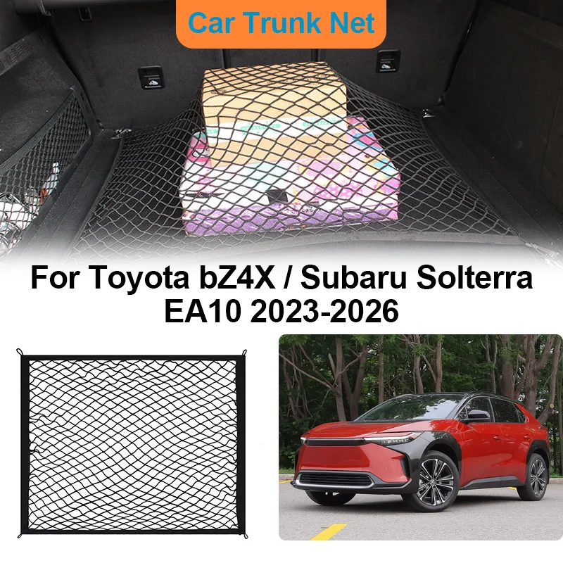 Car Trunk Net For Toyota bZ4X Subaru Solterra 2023-2026 Storage Bag Interior Luggage Cargo Elasticity Organiser Auto Accessories