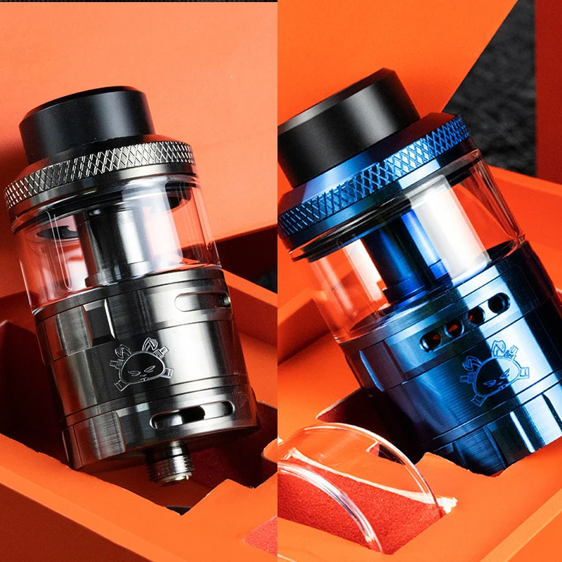 ถังไขมัน RTA ขนาด5.5มล. ระบบการไหลของอากาศแบบคู่810ปลายหยดแบบไม่มีโพสต์สเต็คบุหรี่อิเล็กทรอนิกส์ขดลวดคู่คู่