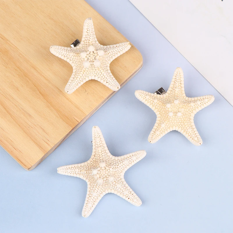 Natural Starfish Hair Clips Cute Sea Star Hair Clips Women Girls Beach Starfish Hairpin Summer Headwear Jewellery