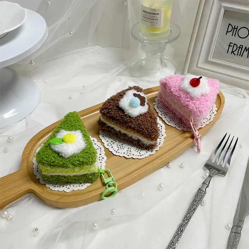 Leuke Driehoek Duizend Laag Cake Voedsel Pluche Sleutelhanger Creatieve Cartoon Pop Hanger Kawaii Rugzak Ornament Decoratie Geschenken