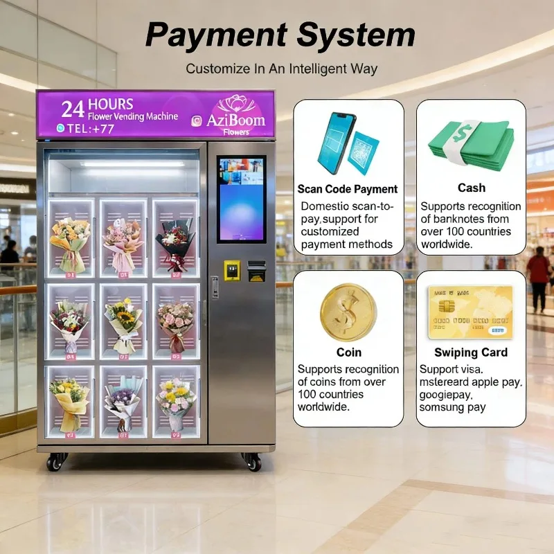 24 Hours Self Service Flower Vending Machine Custom Locker Bouquet Dispenser for Outdoor Retail