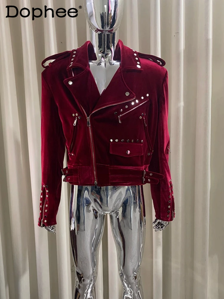 Men's 2026 Spring New Long Sleeve Chic Jackets Trend High-End Stylish Fashion Jackets Multi-Zipper Design Rivet Motorcycle Coats