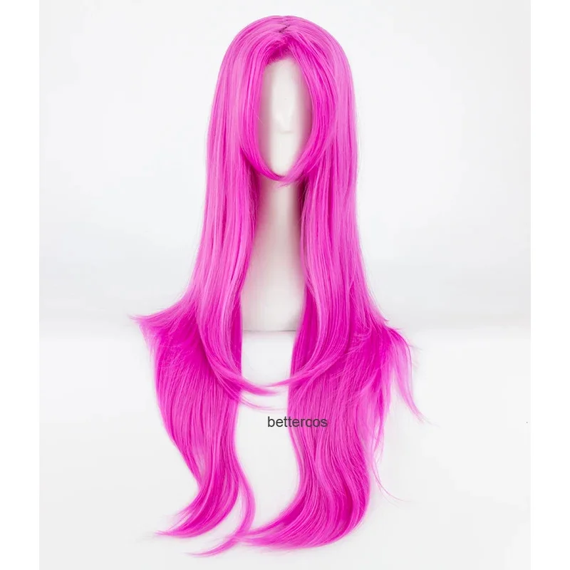 JoJo's Bizarre Adventure Golden Wind Diavolo Cosplay Wig 80cm Long Rose Red Heat Resistant Synthetic Hair Wig   Wig Cap