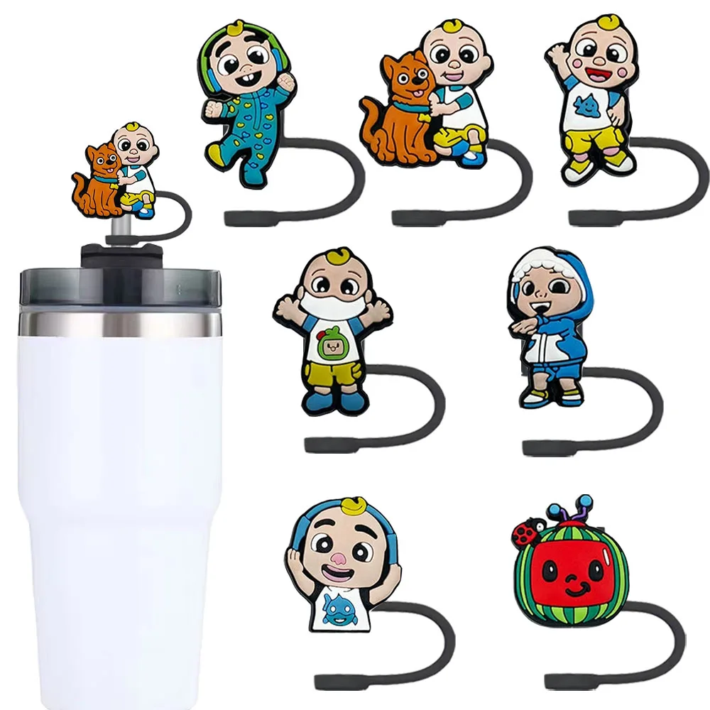 

1-7pcs Cartoon straw cap Cartoon 10MM silicone drink straw plug reusable spill-proof drinking cup straw cap