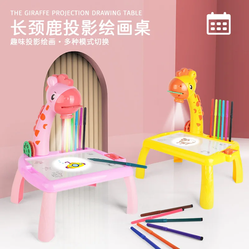 Children Led Projector Drawing Table Toy Painting Set Table Educational Board Learning Tools Painting Toys For Children