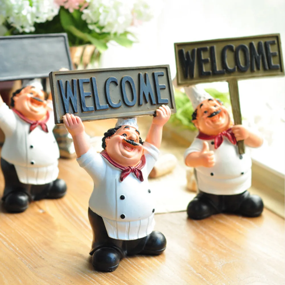 

Resin Chef Figures Ornament Statue Model Crafts Decor Bar Coffee Shop Decoration