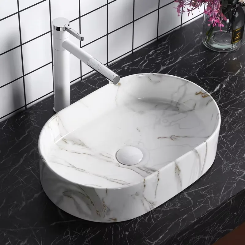 Hot-selling over-counter wash basin Cleansing basin Ceramic handmade marble ceramic wash basin
