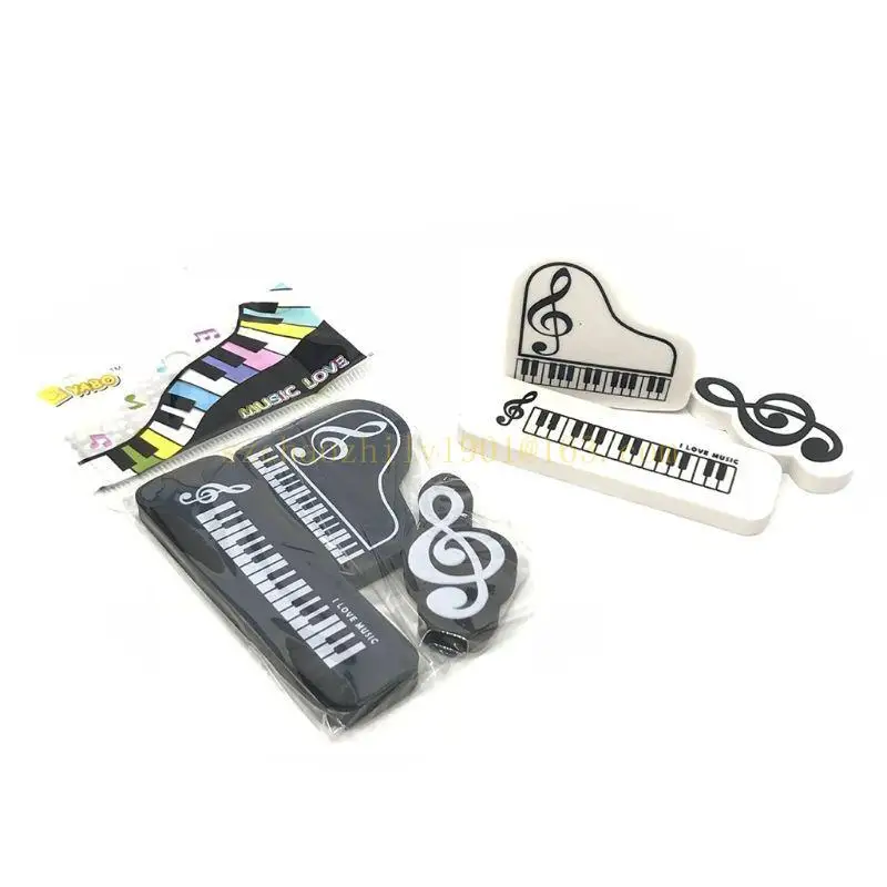 62KA 3 uds borrador lápiz notas Mini Piano instrumento Musical borrador niños gomas regalo pequeño teclado Piano regalo borrador música