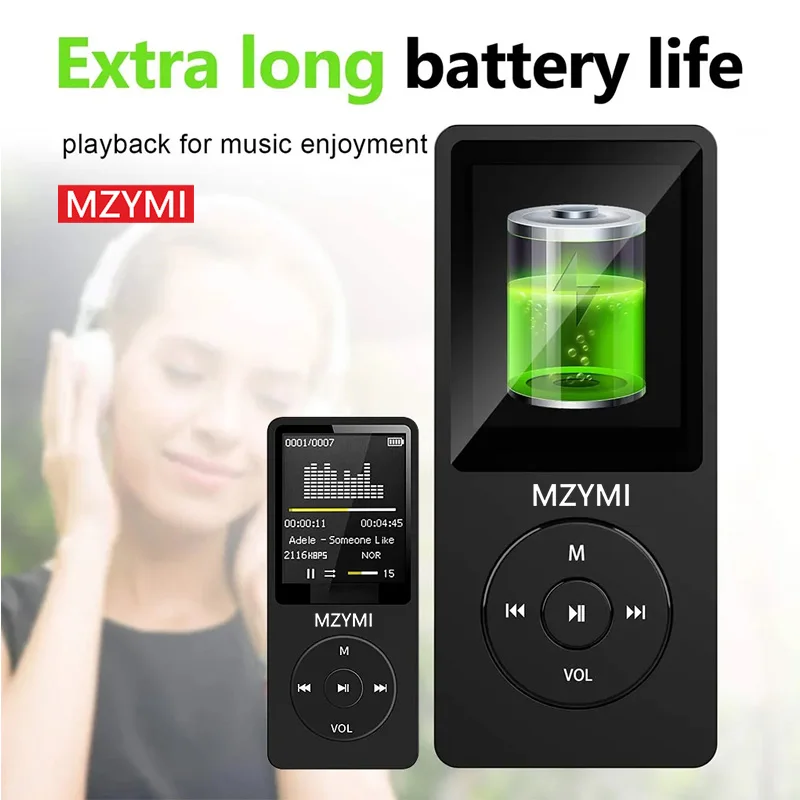 MZYMI Mp3 Mp4 Player 16 GB Memory Card Portable Digital Screen Music FM Radio Voice Record Built-in HD Speaker With Photo Viewe