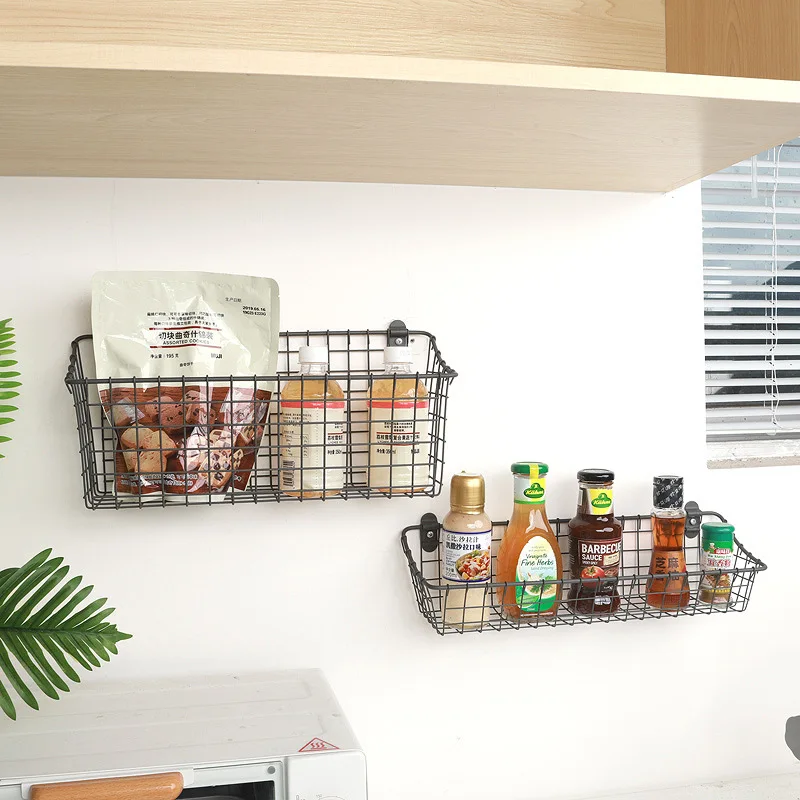 

Kitchen Wall-Mounted Storage Basket Storage Rack Seasoning Rack Vegetable and Fruit Storage Rack Bathroom Wall Skin Care Produc