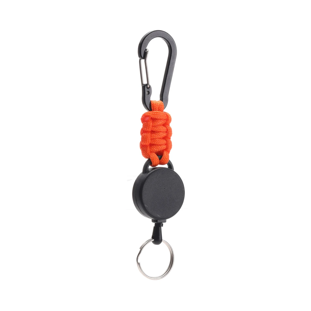 Handwoven Paracord Keychain Men Camping Fishing Hiking Survival Anti-lost Key Ring 65CM Retractable Steel Wire EDC Tool Gift