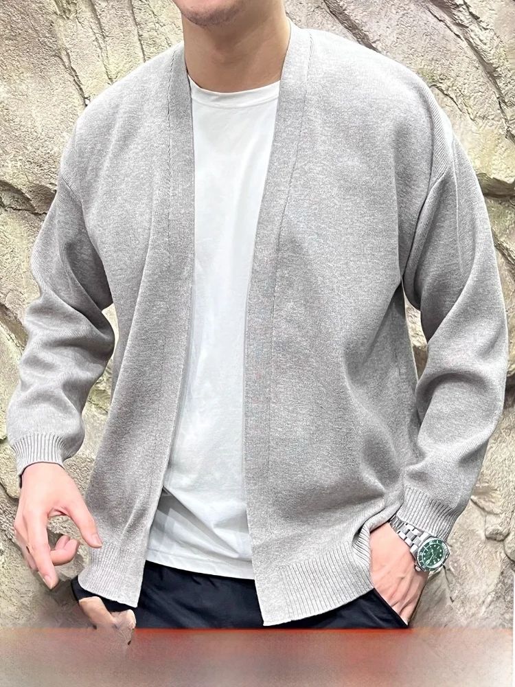 

Мягкий удобный мужской вязаный открытый кардиган-свитер, свободный повседневный осенний модный дышащий полиэстер V-Ne Long Sve