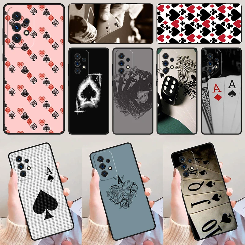 Poker Playing Cards phone case For Samsung Galaxy A42 A31 A40 A51 A71 A32 A80 A91 A52 A72 A73 A20e A21S A50 A70 A11 A12 Cover