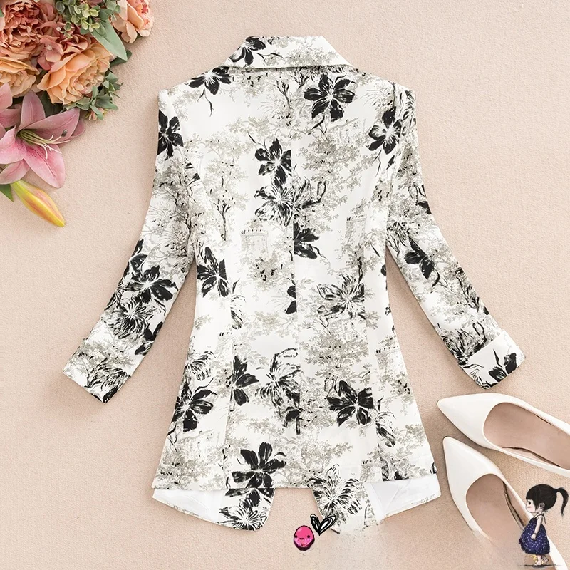 2025 Summer New Print Seven-Quarter Sve ort Fit Women's  Slimming Waistcoat Anti-Uv Top Original Design Polyester