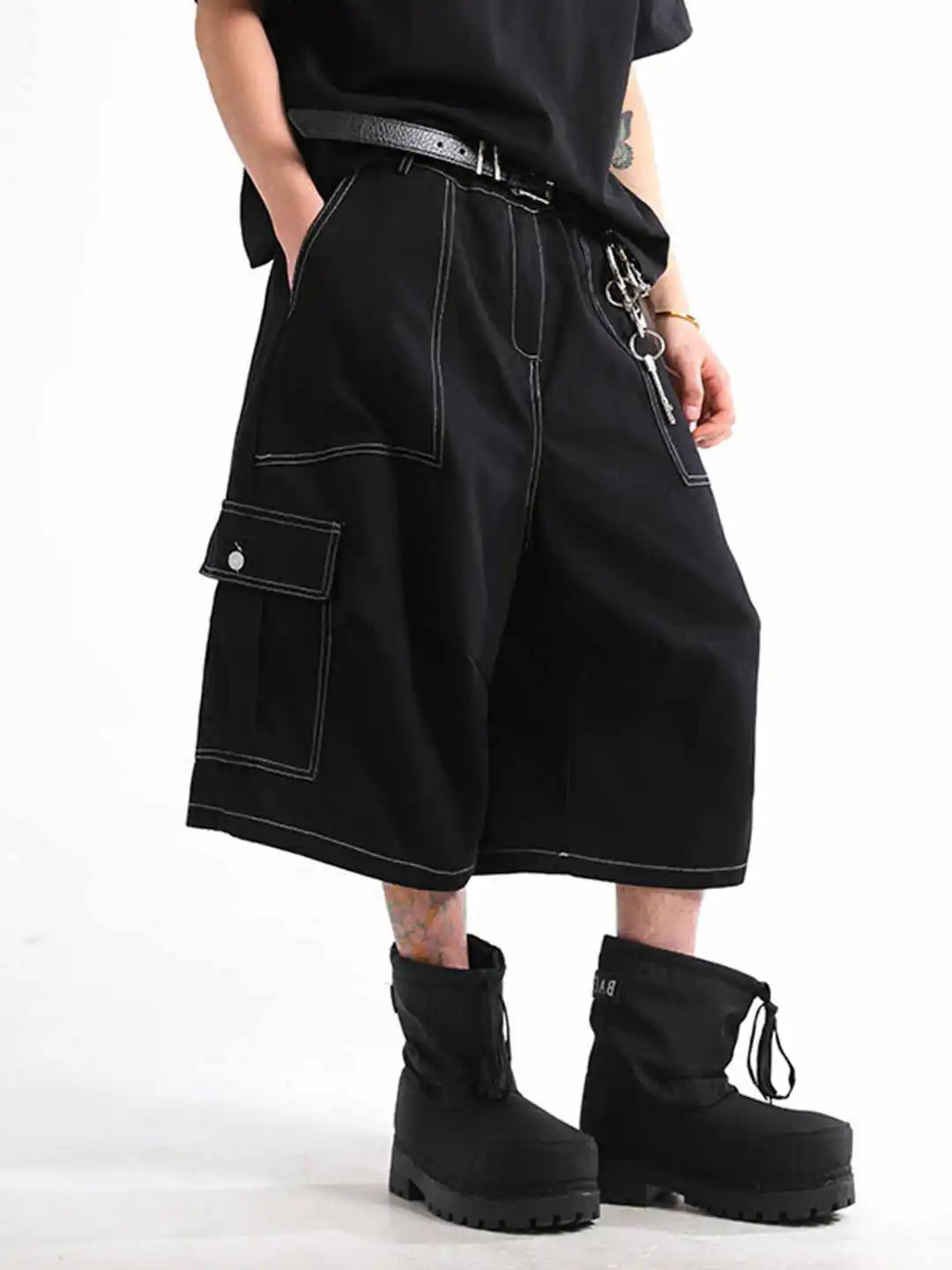 Women's White Y2k Cargo Pants Harajuku Calf Length Pants Japanese 2000s Style Vintage Boyfriend style Oversize Trousers Clothes