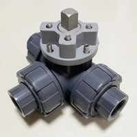 DN25 UPVC 3 Way True Unnion end Connection Valve Body For Electric Actuator ISO5211 F03,F05 connection with BSP or NPT thread