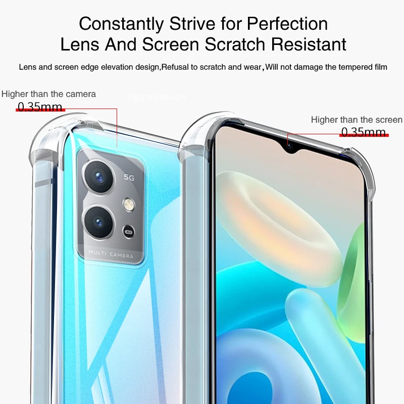 Luxury Phone Case for VIVO Y55 Y55S Y55T 5G 2021 2022 2023 Funda Airbag Shockproof Soft Silicone High Qualtiy Original TPU Cover