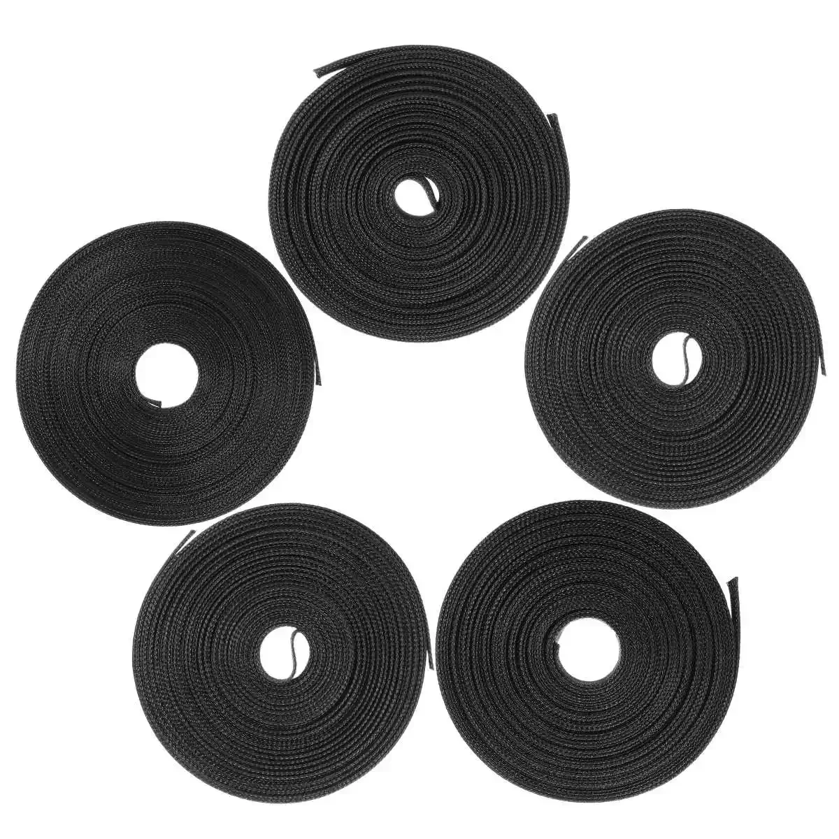 8/10/12/15/20mm 15M Nylon Black Expandable Sheathing Tight Braided Loom Insulation Tubing Wire Cable Sleeving For Wrapping Cable