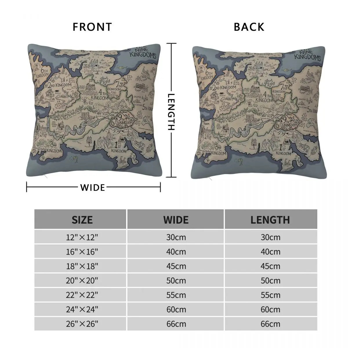 The 10th Kingdom Map Square Pillowcase Polyester Linen Velvet Creative Zip Decor Throw Pillow Case Car Cushion Cover