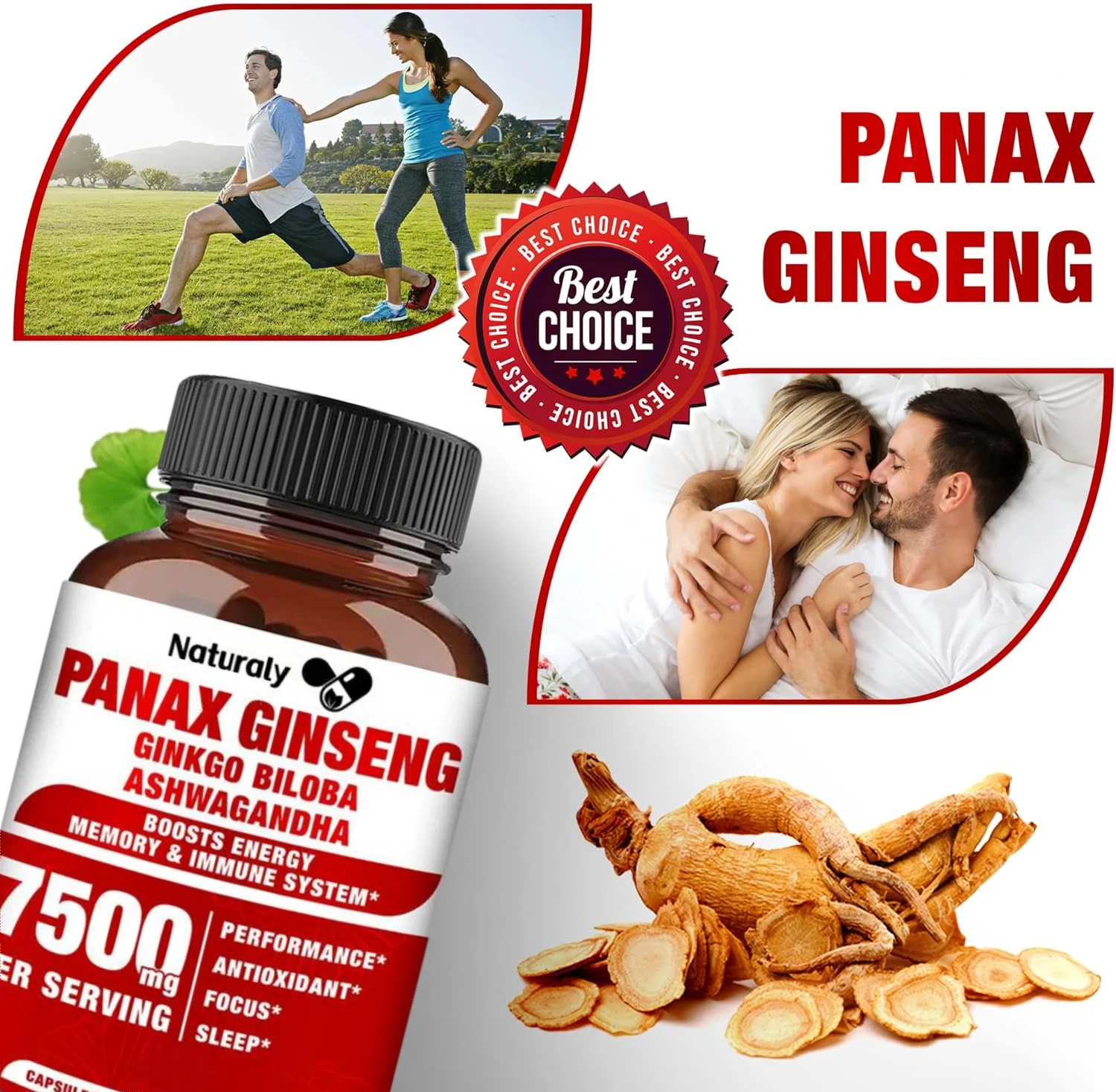 Korean Red Ginseng Capsules - Supports Increased Energy, Mood, Stamina & Performance, Muscle Strength, Ginseng Supplement