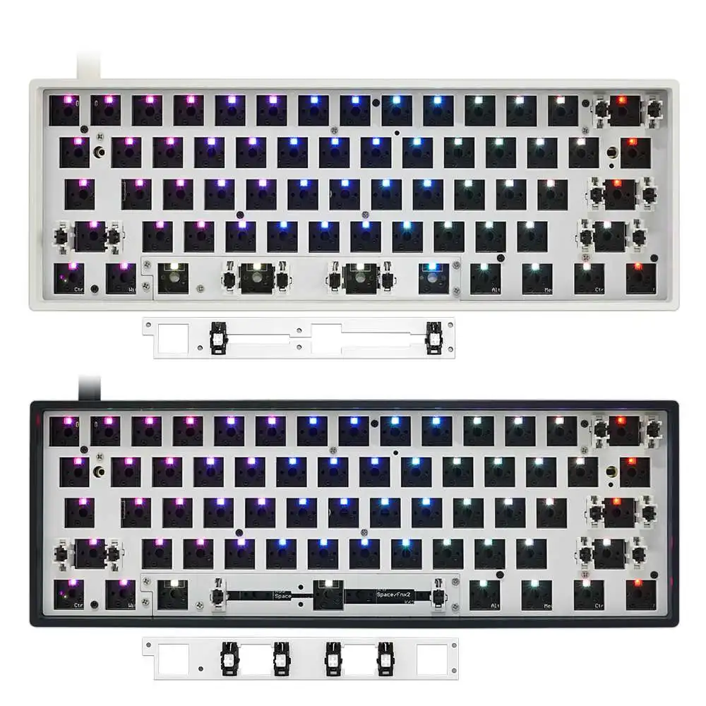 Imagem -02 - Kit de Teclado com Fio Personalizado Compatível com Bluetooth Modo Duplo Montagem Pcb Swappable 60 Rgb Gk61x Gk61xs