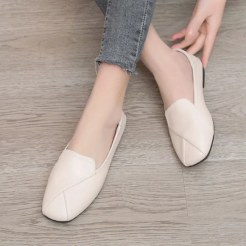 Damskie letnie obuwie Płaskie mokasyny Buty dla kobiet 2024 Loafers Square Toe White Flats Lastest Shoe Casual Korean Style Trend