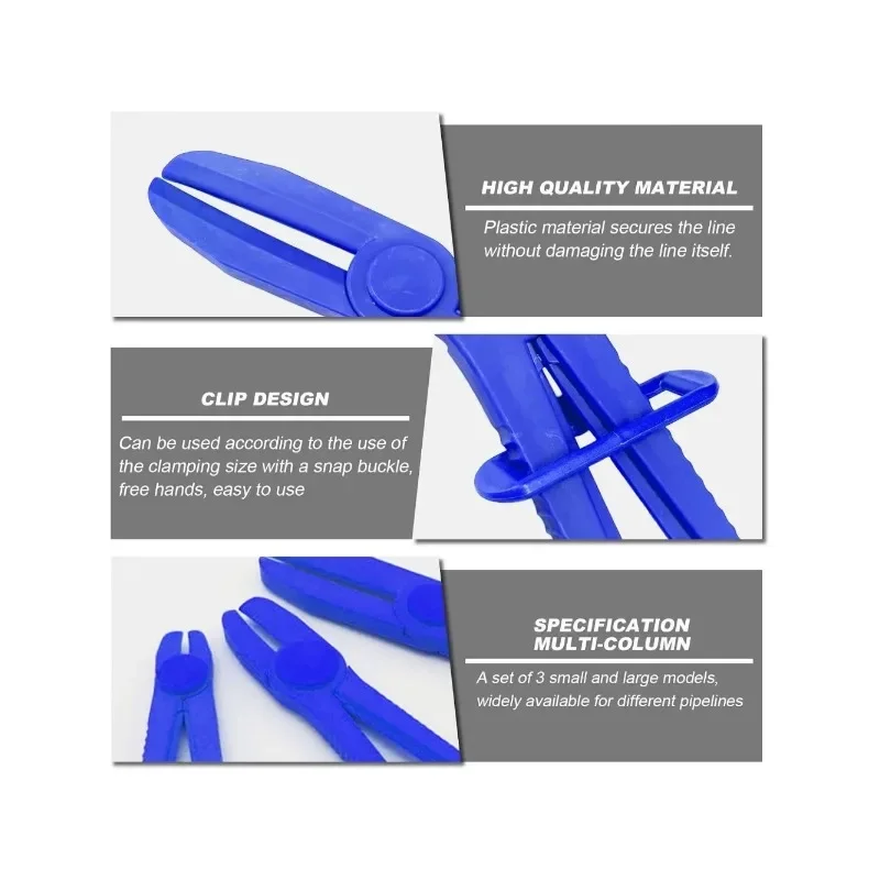 3 PCS Automotive Hose Clamp Set – Break‑Pliers Included – Brake, Fuel & Coolant Hose – 3 Sizes Metal Band Tool Kit