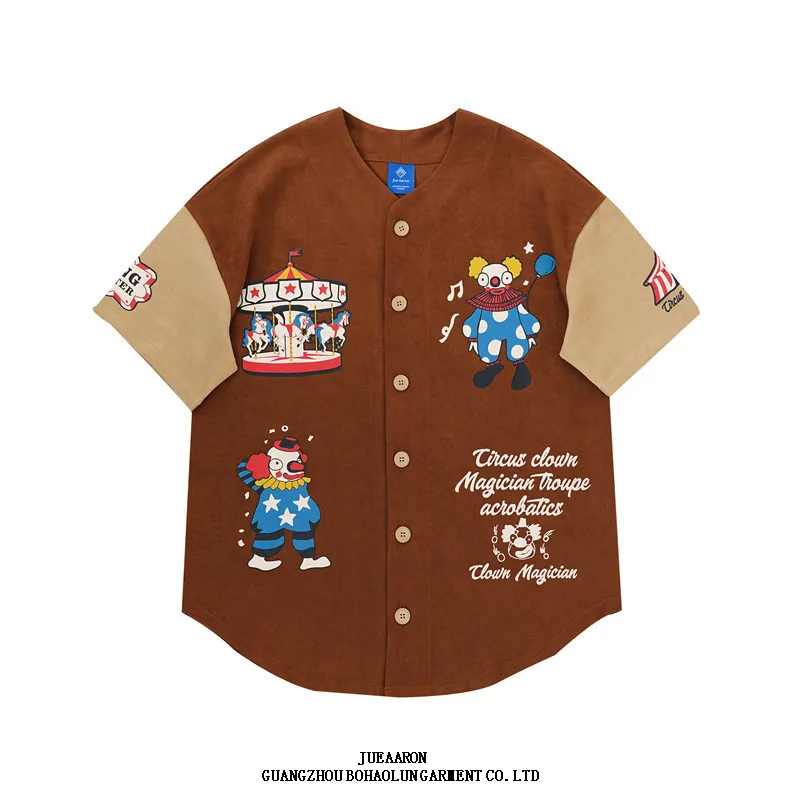 

JueAaron Summer Embroidered Loose Casual ort Sve T-irt Couple's irt American Baseball orm Light Weight Cotton