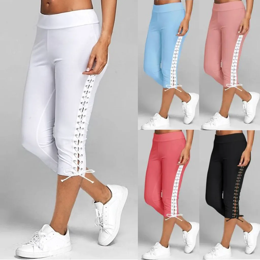 Mode lässig schlanke dünne Hosen für Frauen Streetwear hohe Taille schwarz weiß Bleistift hose kurze Hose Jogging hose