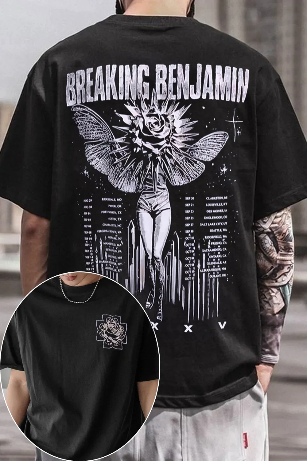 Camiseta Breaking Benjamin masculina e feminina, camiseta de algodão, casual, manga curta, gola redonda, roupa solta, tendência unissex