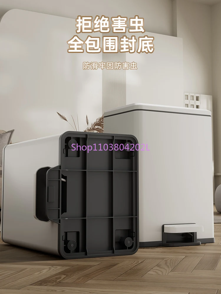 Hantao Metal Square Trash Can Household Living Room and Kitchen Storage Bucket Bathroom Office Toilet Pail Light Luxury