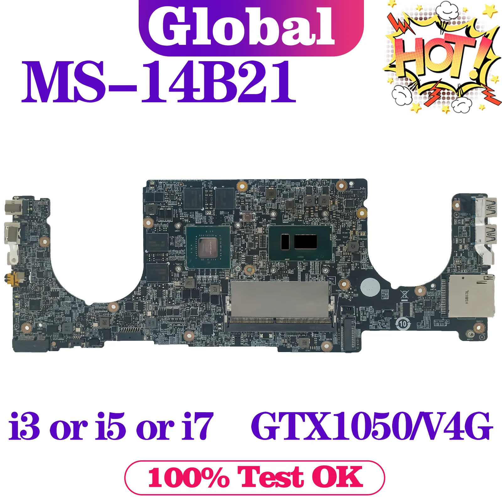 

KEFU Mainboard For MSI PS42 MS-14B2 MS-14B21 Laptop Motherboard i3 i5 i7 8th Gen GTX1050/V4G DDR4