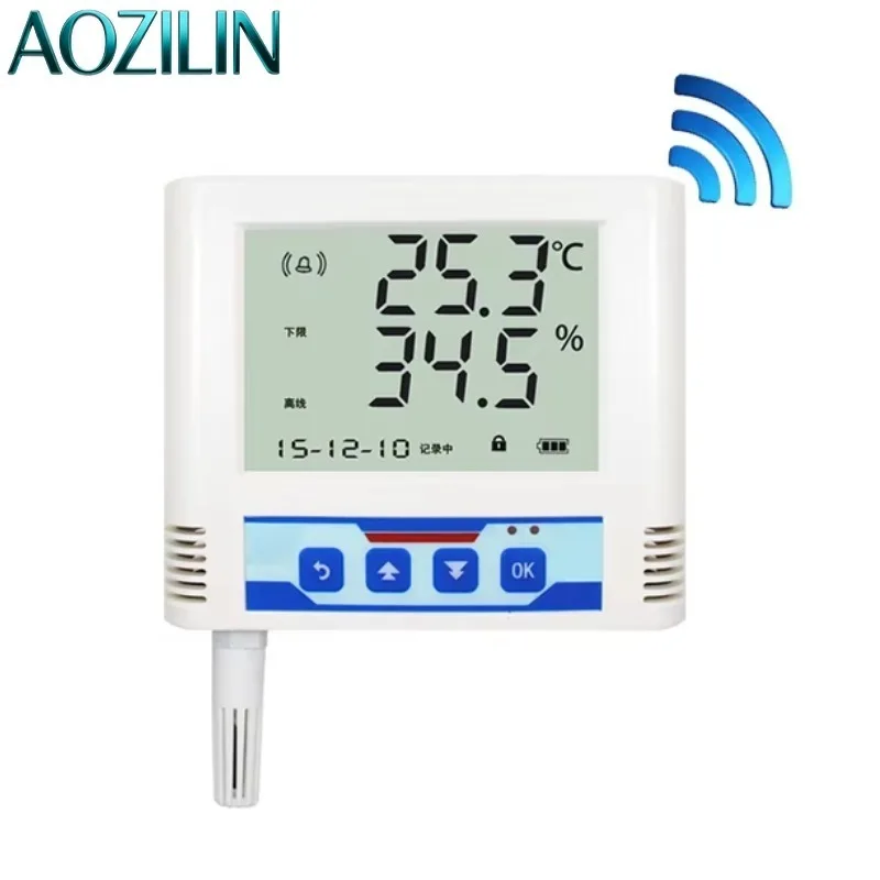 AOZILIN Industrial WiFi Temperature Humidity Sensor Wireless Alarm Data Logger For Warehouse Workshop Monitoring