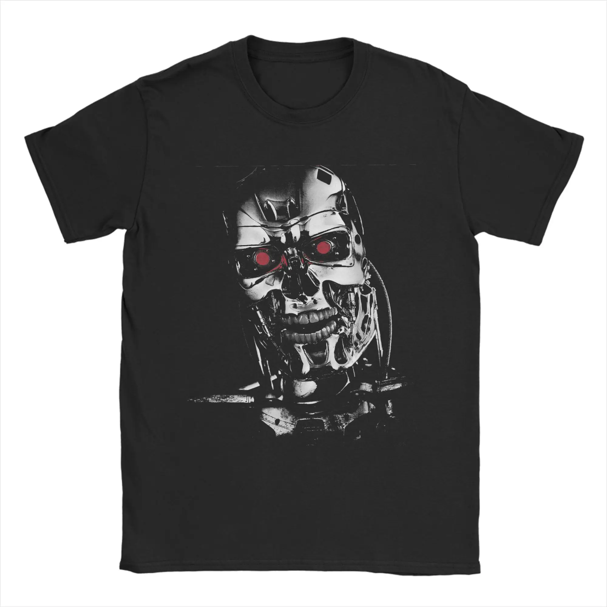 

The Terminator T-800 Head Red-Eyed Machine Sci-Fi Gamer T-Shirt for Men Round Neck T Shirts Short Sleeve Tee Shirt Clothing