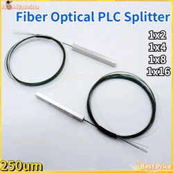 Divisor de fibra óptica PLC sin Cable, divisor de 0,9 puertos sin bloqueo, 250um, 2,4mm, 1x2, 1x4, 1x8, 1x16 colores, 10 unidades