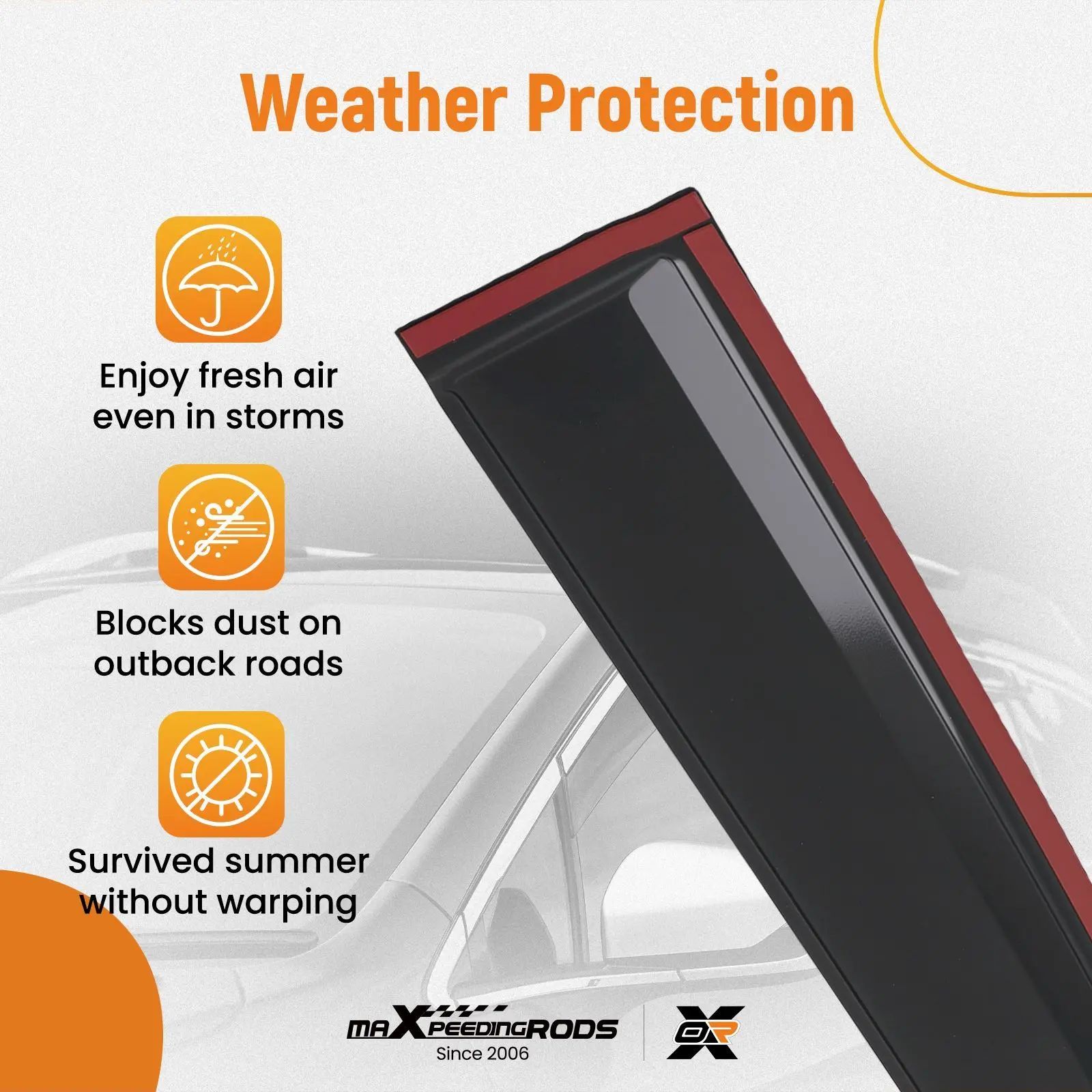 

Window Visor Rain Guard Vent Wind Deflector Set for Kia Sorento 2016-2020