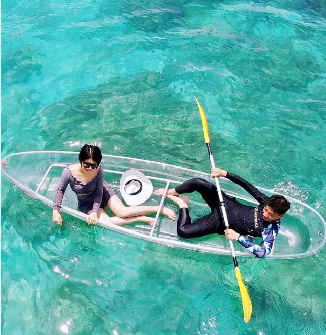 

Romantic Double Boat For Kayaking Canoeing Transparent PC Aluminium Material Ocean Waters Sea Lake Adventures Outdoor Activities