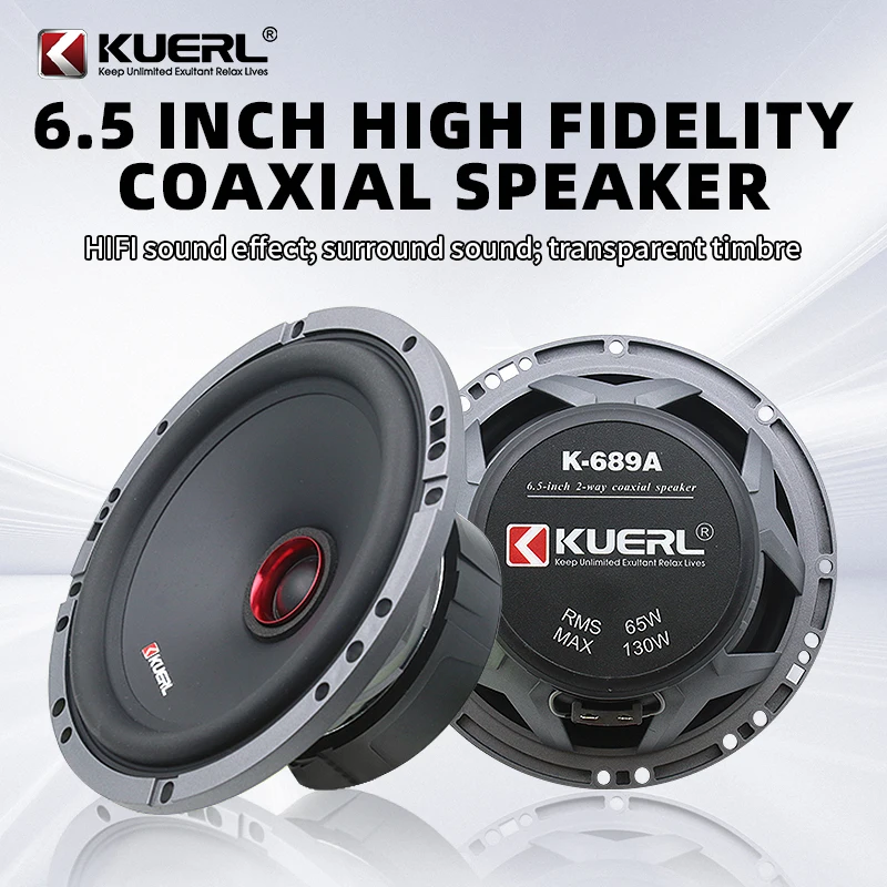 wholesale New Design HIFI sound RMS 65W 6.5 Inch Coaxial Car Speakers with Tweeter 2-Way 4OHM Subwoofer for 12V Car Audio System