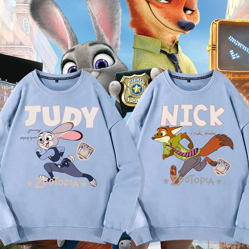 

Disney Crazy Zootopia Clothes Men Judy And Nick Co-coat Children's Couple Wearing Crewneck Hoodie Tide