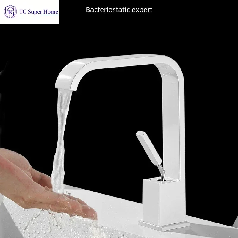 Solid brass white tap for hot and cold water use Washbasin for household use Bathroom countertop basin tap