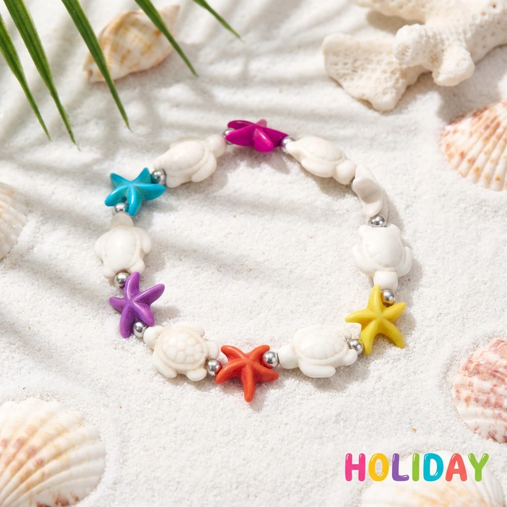 Bohemian Starfish Turtle Beaded Bracelets for Women Hot Selling Summer Beach Handmade Braided Rope Bracelet Travel Jewelry