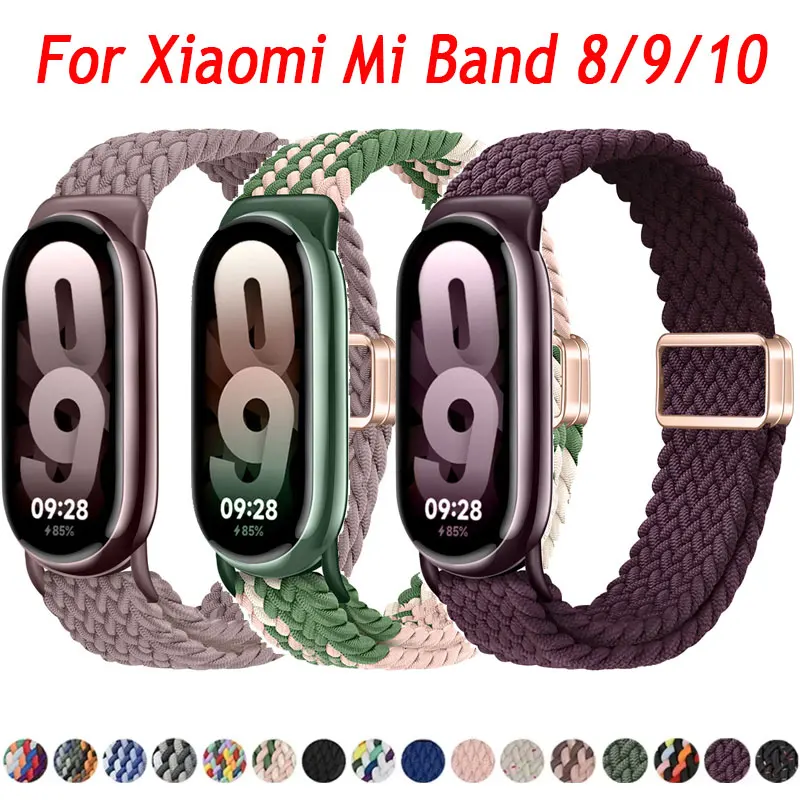 

Magnetic Bracelet For Xiaomi Mi Band8 9 10 Nylon Loop Strap Weaves Wristband For Xiaomi Watch Band 10 Smartwatch Sport Watchband
