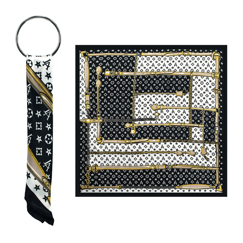 Luxury Pattern Square Scarf Fashionable Commuter Scarf with English Letters Unique Trendy Mother's Day Sun Protective Shawl