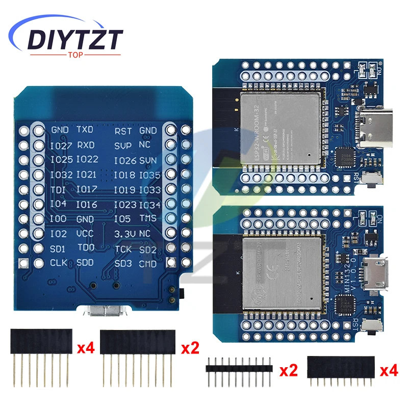 DIYTZT For Wemos Mini D1 ESP8266 ESP32 ESP-32S WIFI Bluetooth CP2104 Development Board Module For Arduino With Pins