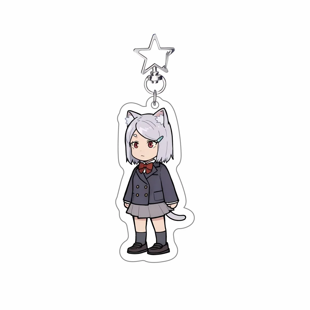 Anime Chainsmoker Cat Yani Neko Manga Neu 6cm Acryl-Standee Schlüsselanhänger Lustiger Katzenmädchen-Charakter Desktop-Ornament Sammlerstück – Detail 3