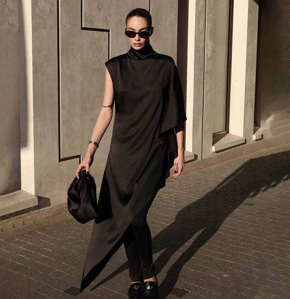 Robes femmes robe qualité Premium été Cupro Colorblock col montant à plusieurs niveaux smocking Resort bohème fluide Ulzzang plissé Fit