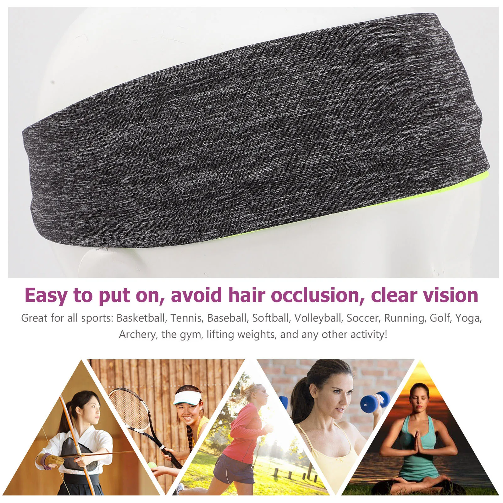 

Stop Sweat Headbands Soft Breathable Elastic Turban Hair Bands Perfect for Workout Running Yoga Sports for Women