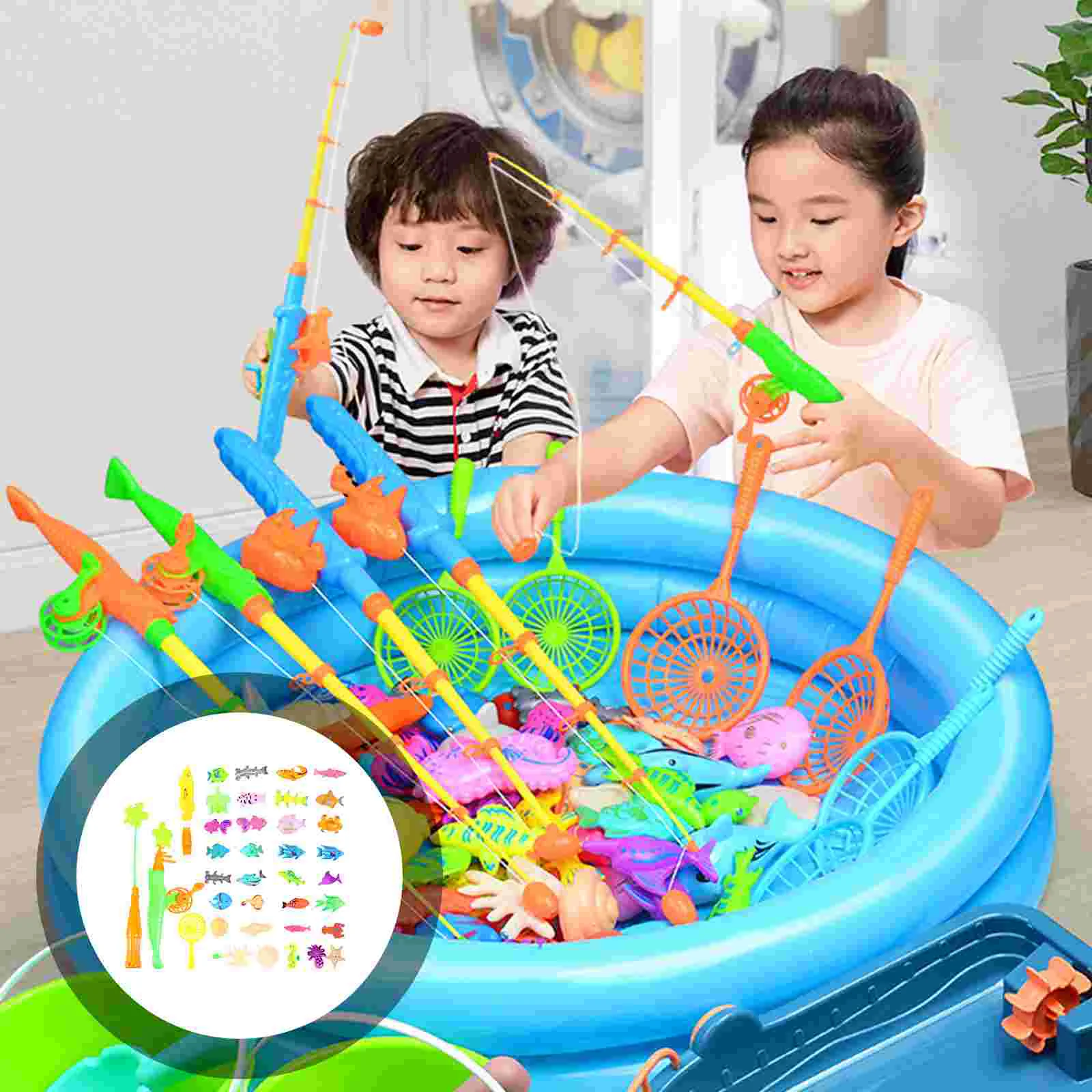 40 Pcs Fishing Toys Magnetic Game Set Plastic Kids Toddler Outdoor Puzzle Bath Baby Toy Non Edges Hand Eye