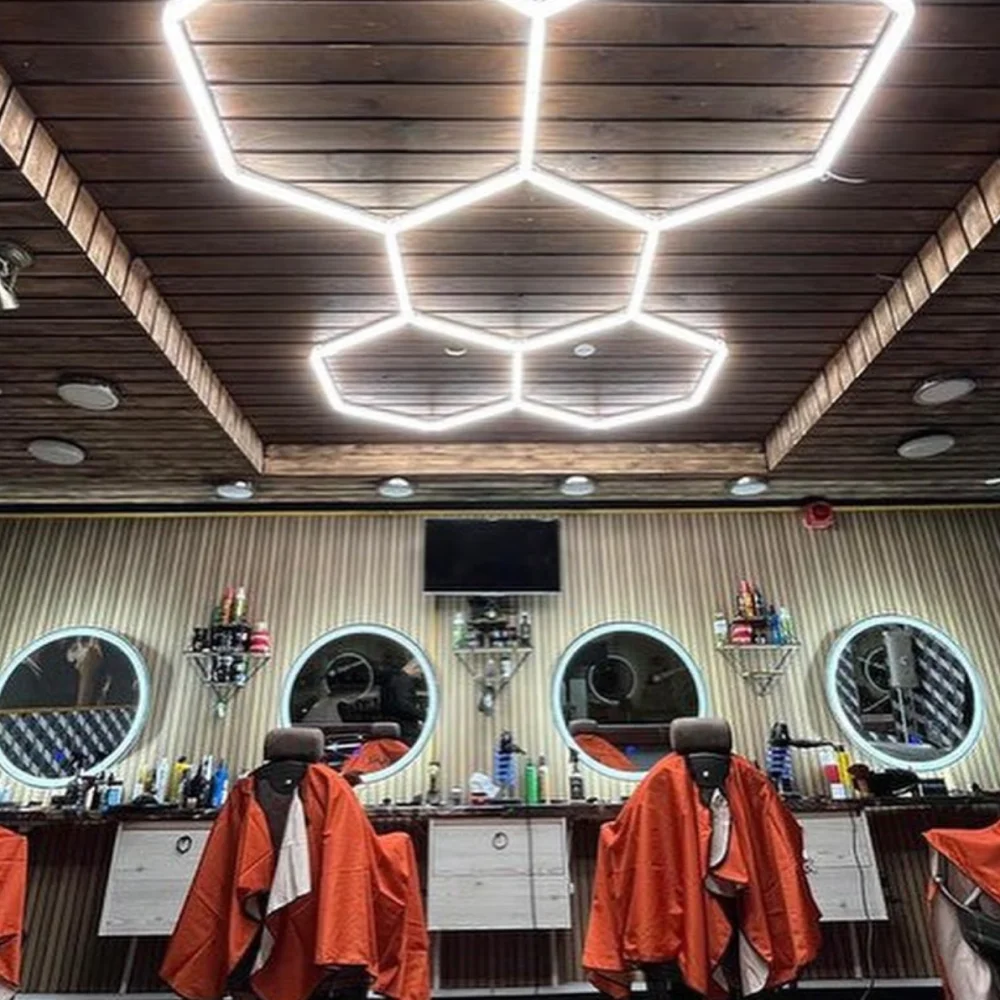 Luz LED Hexagonal para garaje, módulo de panal, iluminación de empalme adecuada para barbería, cafetería