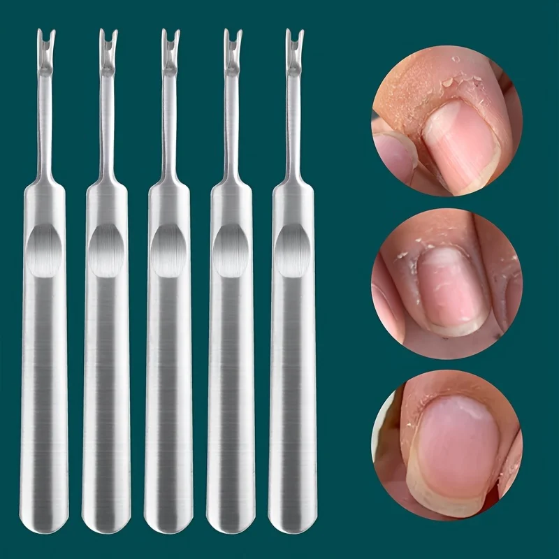 5個入りステンレス製キューティクルトリマーセット、爪と足の爪の端の角質除去、プラスチック製収納ケース付き、ポータブルマニキュアキット